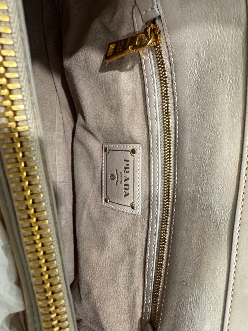 PRADA Nude Leather Top-Handle Satchel with Gold Hardware - Picture 5 of 16